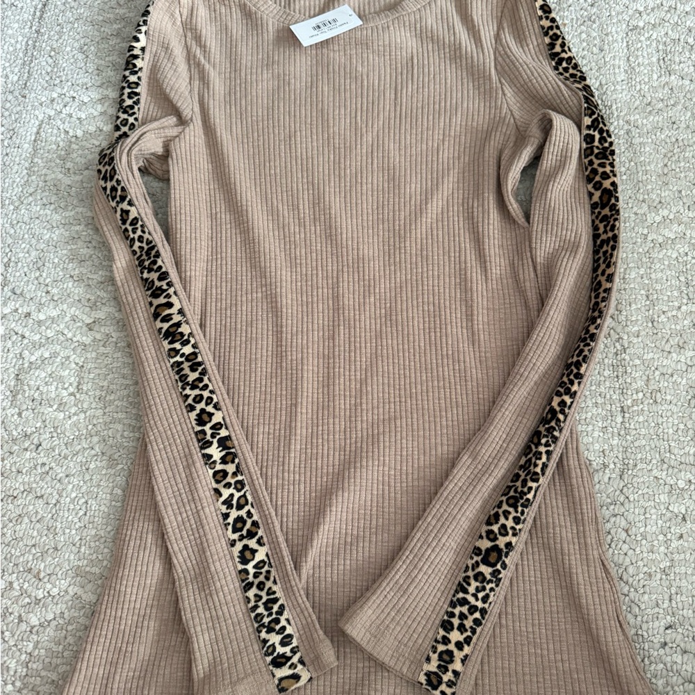 easel Khaki Ribbed Knit Top